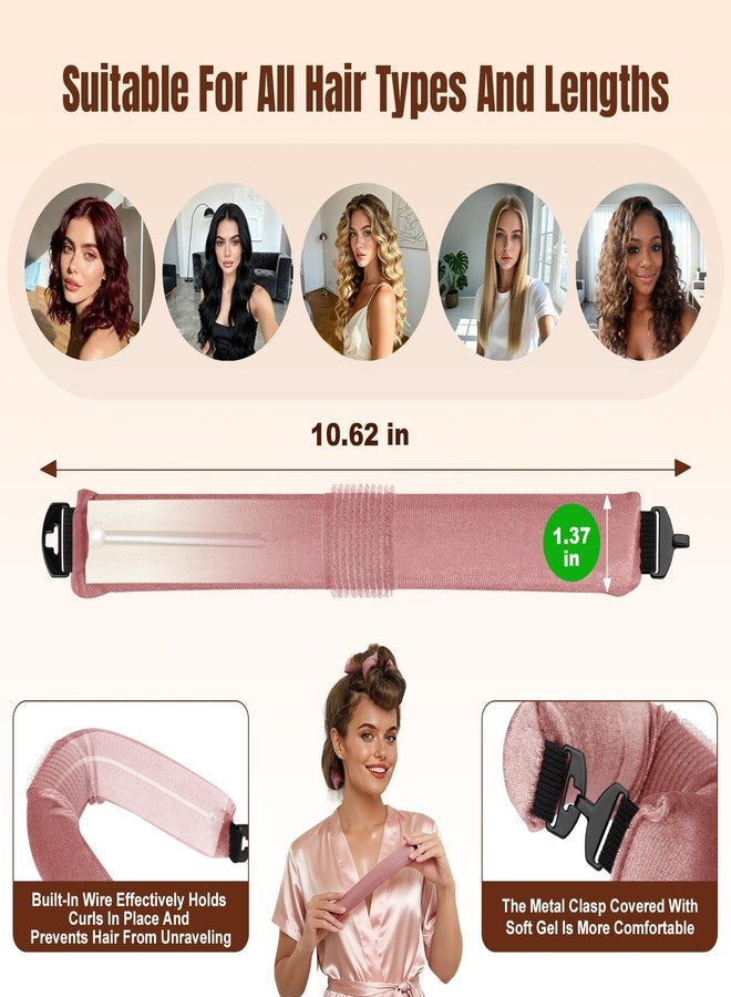 BLAAROOM Overnight Heatless Hair Curler, Upgraded with Hair Pad Grippers Satin Jumbo Flexi Blowout Curls Rods, 3pcs No-Heat Styling Tools Curling Rod to Sleep in for All Hair Types - Dark Pink - Image 5